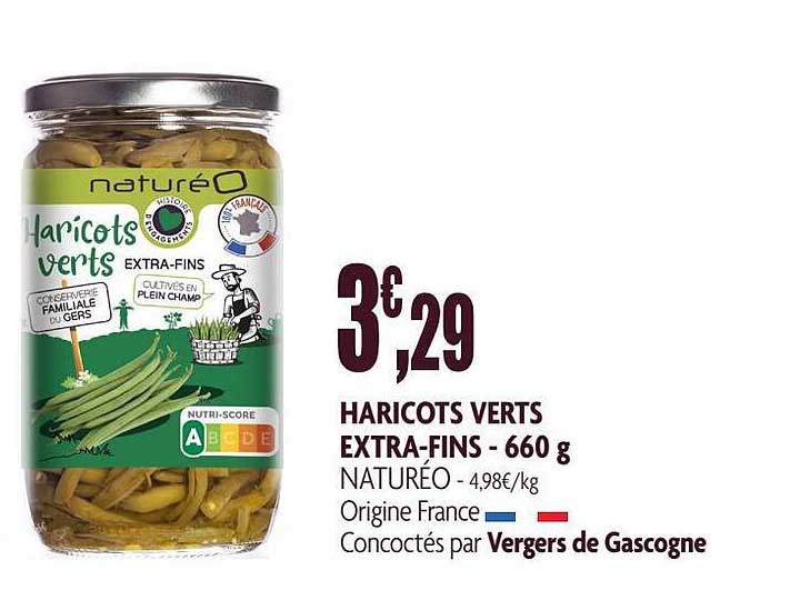 Haricots Verts Extra-fins Naturéo - 660 G