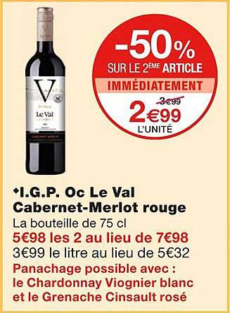 i.g.p. oc le val cabernet-merlot rouge