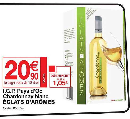 i.g.p. pays d'oc chardonnay blanc éclats d'arômes