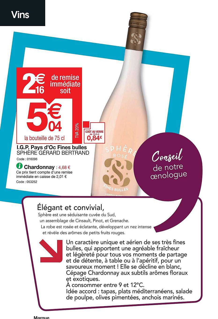 i.g.p. pays d'oc fines bulles sphère gerard bertrand