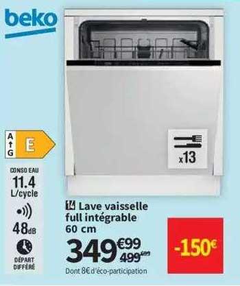 lave vaisselle full intégrable 60 cm beko