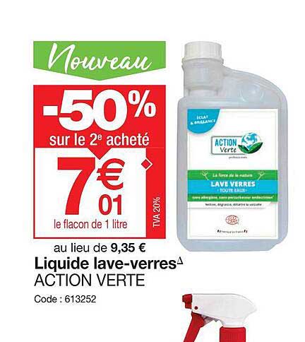 liquide lave-verres action verte