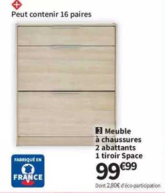 meuble à chaussures 2 abattants 1 iroir space