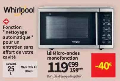 micro-ondes monofonction whirlpool