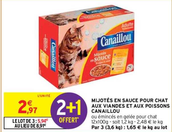 mijotés en sauce pour chat au viande et aux poissons canaillou