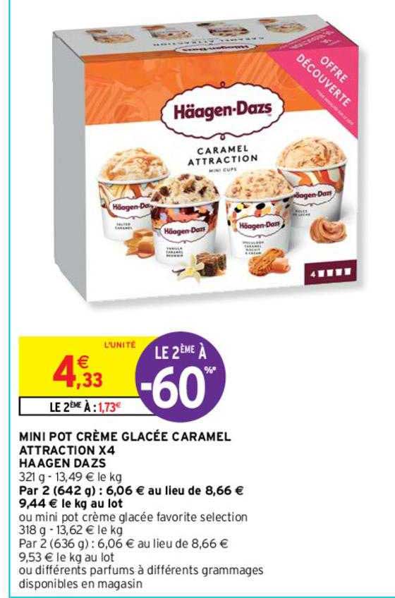 mini pot crème glacée caramel attraction x4 häagen-dazs