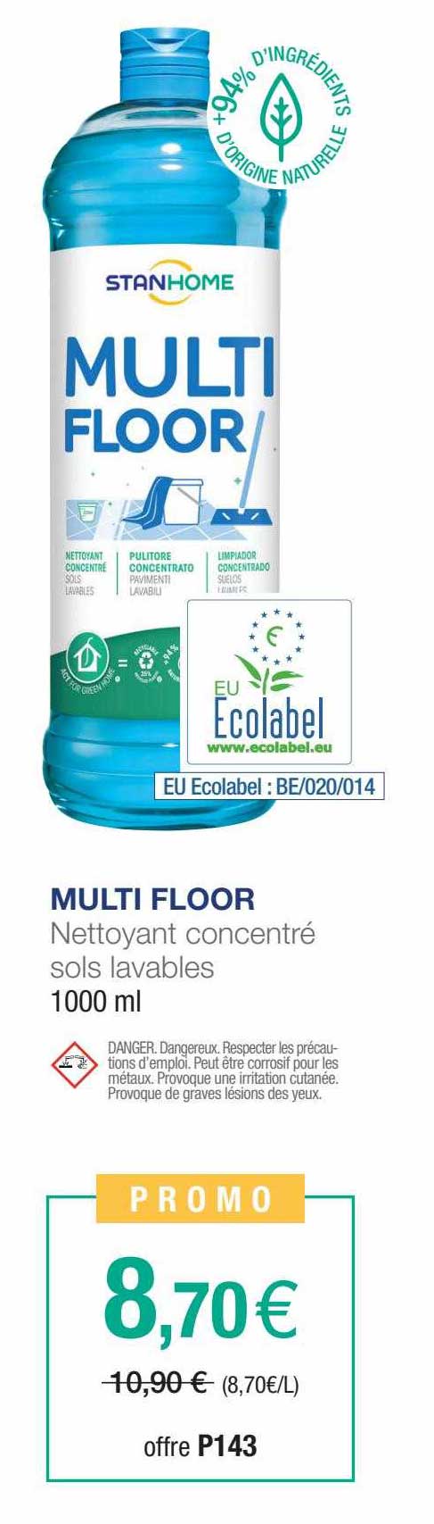 nettoyant concentré sols lavables multi floor