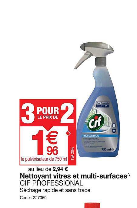 nettoyant vitres et multi-surfaces cif professional
