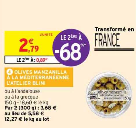 olives manzanilla à la méditerranéenne l'atelier blini