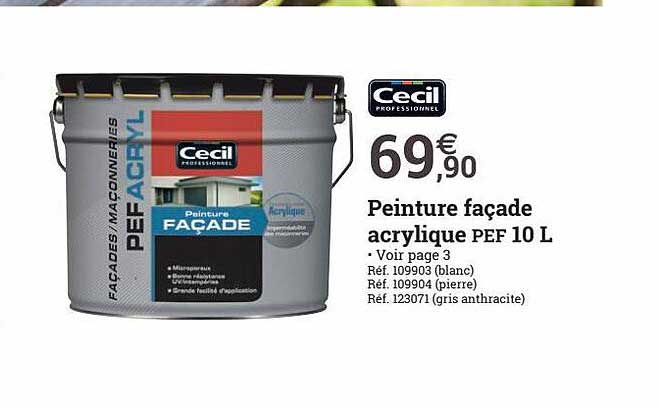 peinture façade acrylique pef 10l cecil