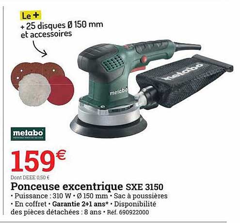 ponceuse excentrique sxe 3150 metabo