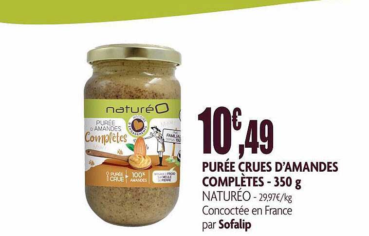 purée crues d'amandes complètes naturéo - 350 g