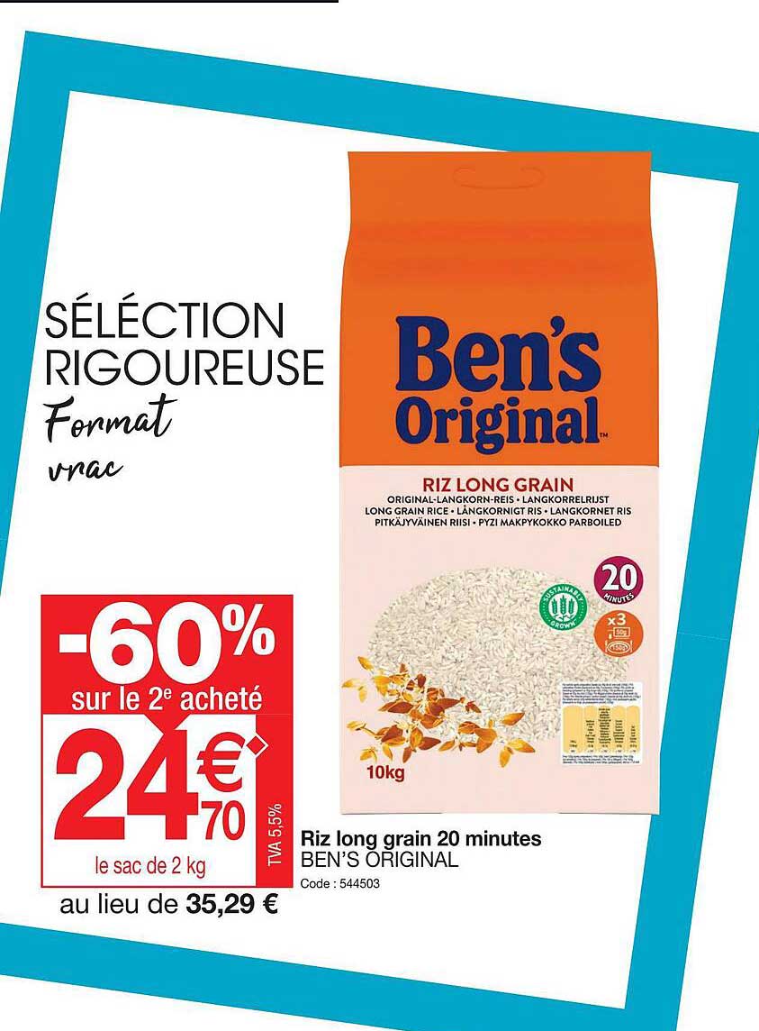 riz long grain 20 minutes ben's original