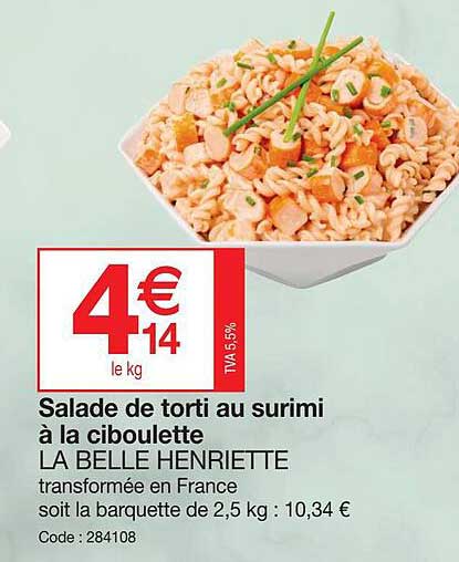 salade de torti au surimi à la ciboulette la belle henriette