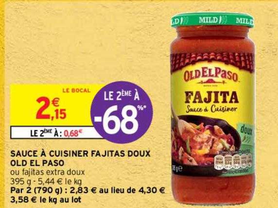 Sauce à Cuisiner Fajitas Doux Old El Paso