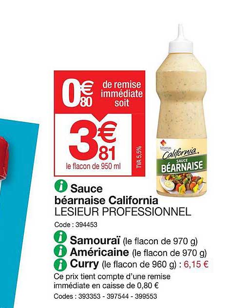 sauce béarnaise california lesieur professionnel, samouraï, américaine, curry