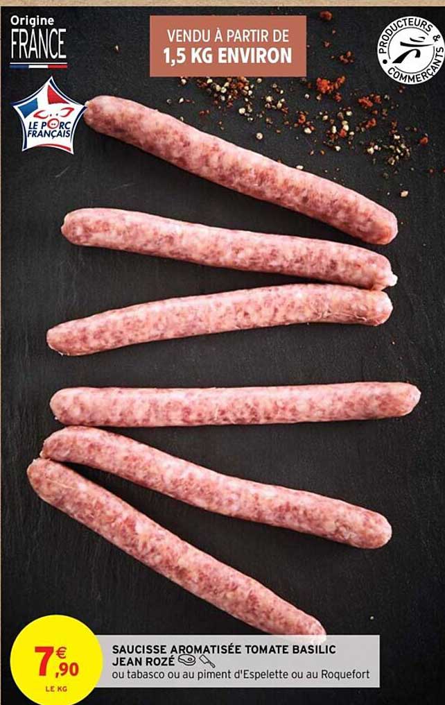 saucisse aromatisée tomate basilic jean rozé
