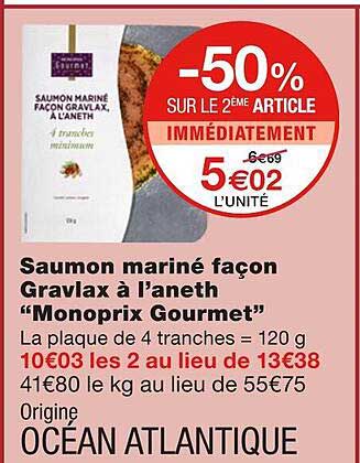 saumon mariné façon gravlax à l'aneth "monoprix gourmet"