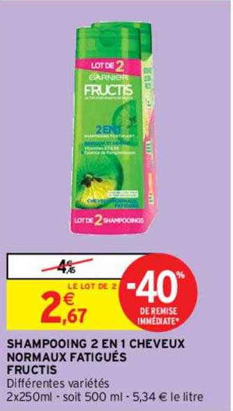 shampooing 2 en 1 cheveux normaux fatigués fructis