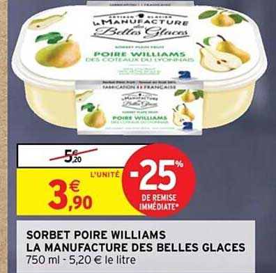 sorbet poire williams la manufacture des belles glaces