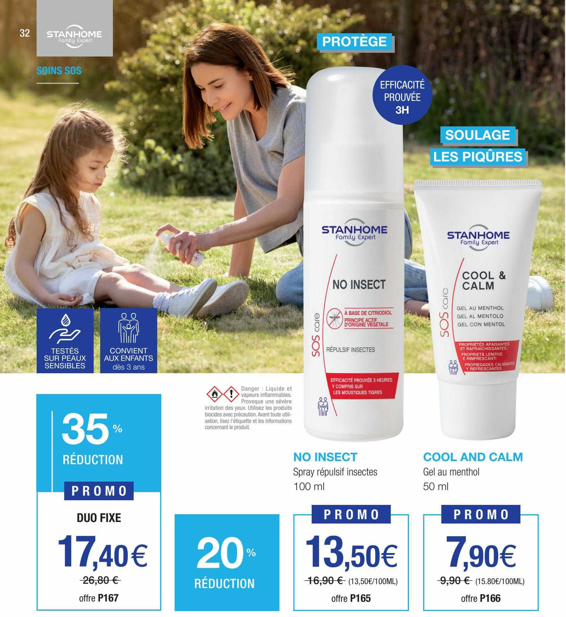 spray répulsif insectes no insect, gel au menthol cool and calm