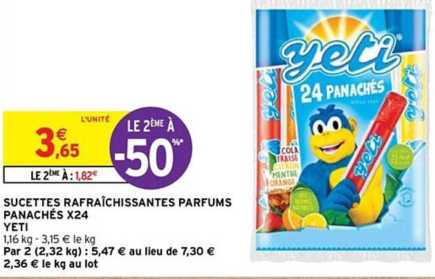 sucettes rafraîchissantes parfums panachés x24 yeti