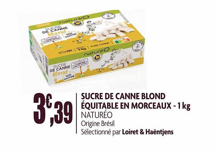 Sucre De Canne Blond équitable En Morceaux Naturéo - 1 Kg
