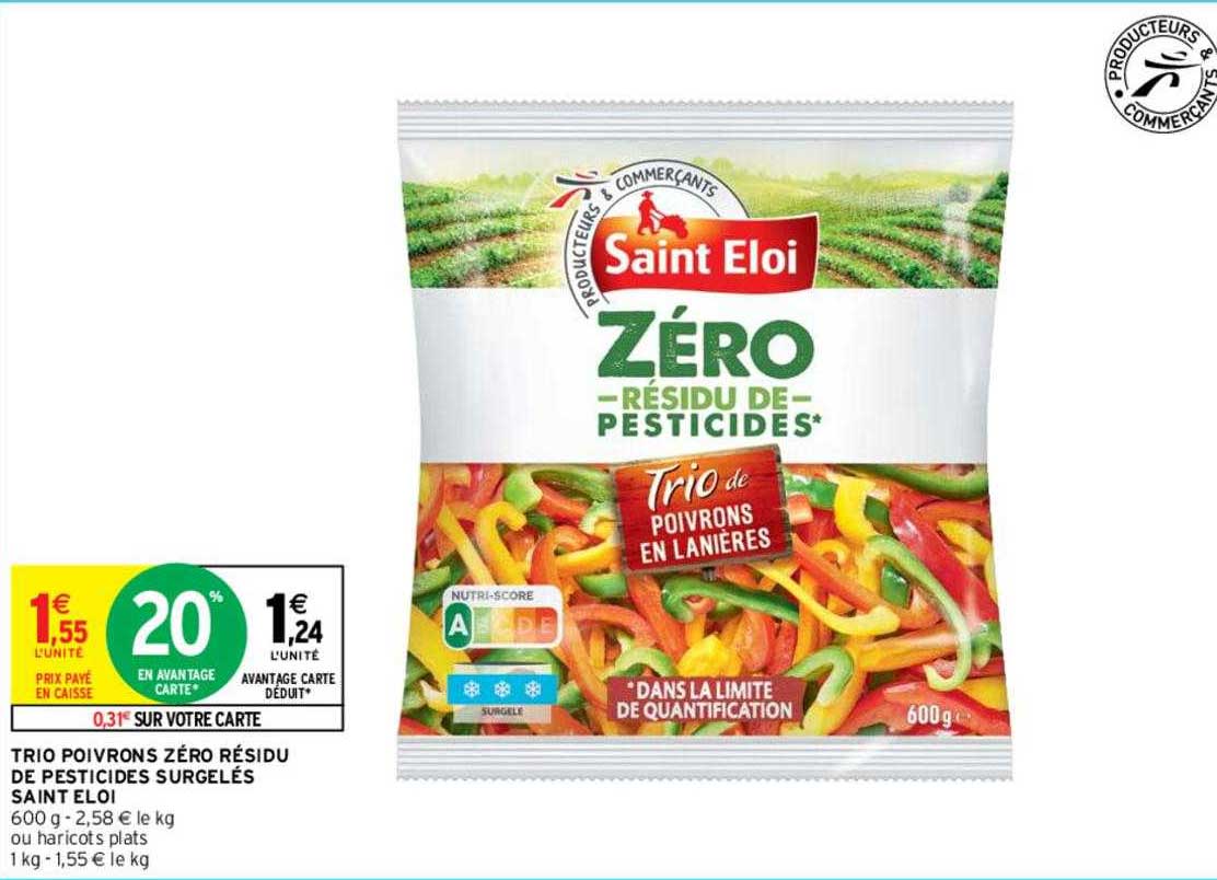 trio poivrons zéro résidu de pesticides surgelés saint éloi