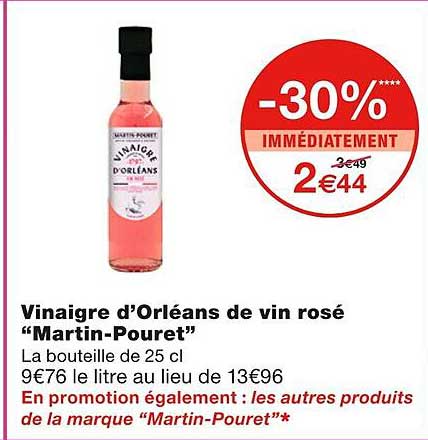 vinaigre d'orléans de vin rosé "martin-pouret"