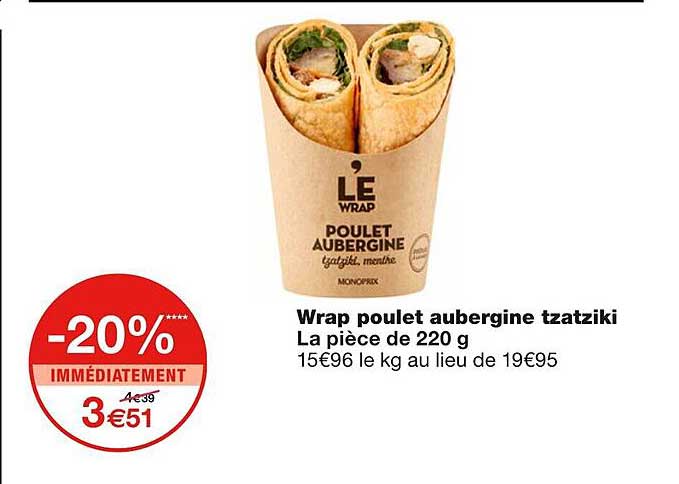 Wrap Poulet Aubergine Tzatziki