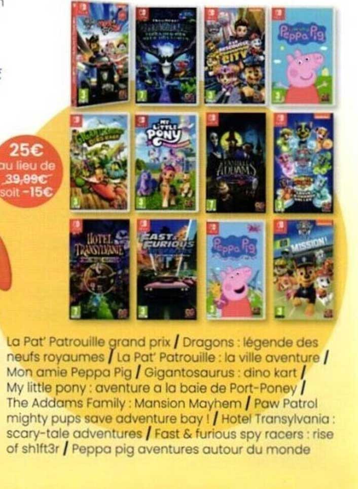 la pat'patrouille grand prix/dragons : légende des neufs royaumes/ la pat' patrouille : la ville aventure/mon amie peppa pig/gigantosaurus : dino kart
