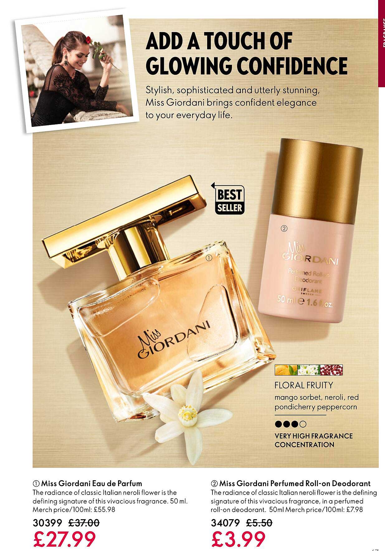 miss giordani eau de parfum, miss giordani perfumed roll-on deodorant