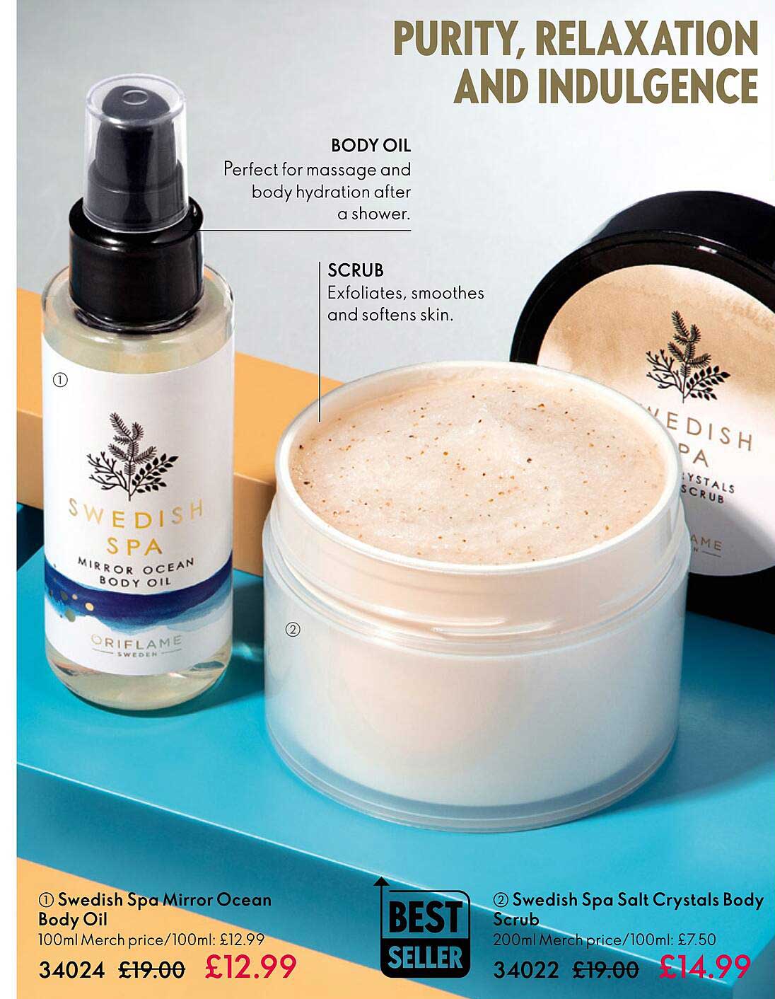 swedish spa mirror ocean body oil, swedish spa salt crystals body scrub