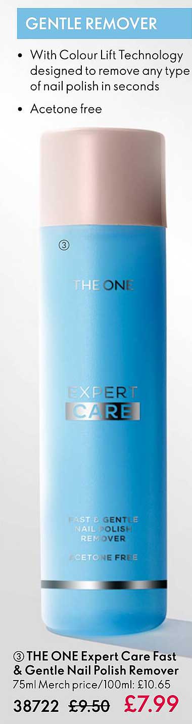 the one expert care fast & gentle nail polish remover