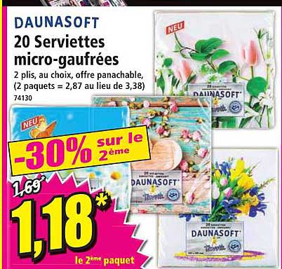 20 serviettes micro-gaufrées daunasoft