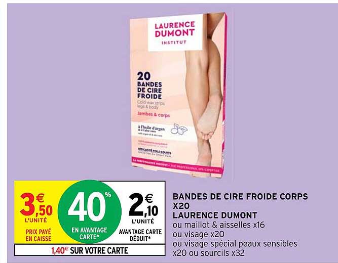 bandes de cire froide corps x 20 laurence dumont