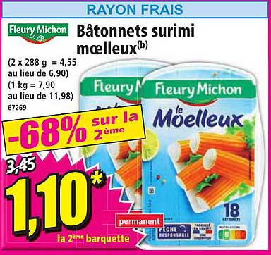 bâtonnets surimi moelleux fleury michon