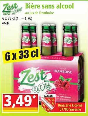 bière sans alcool au jus de framboise zest zero 0,0%