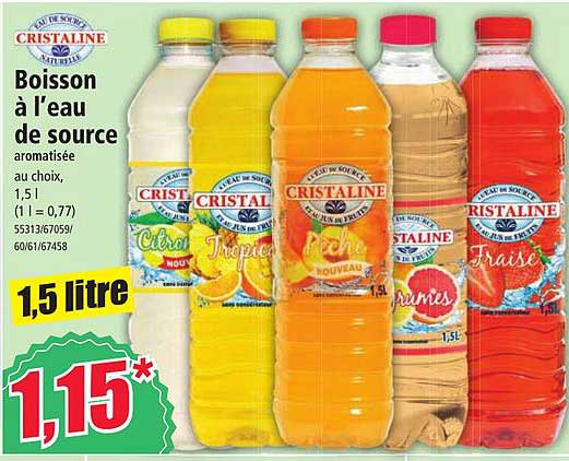 boisson à l'eau de source aromatisée cristaline