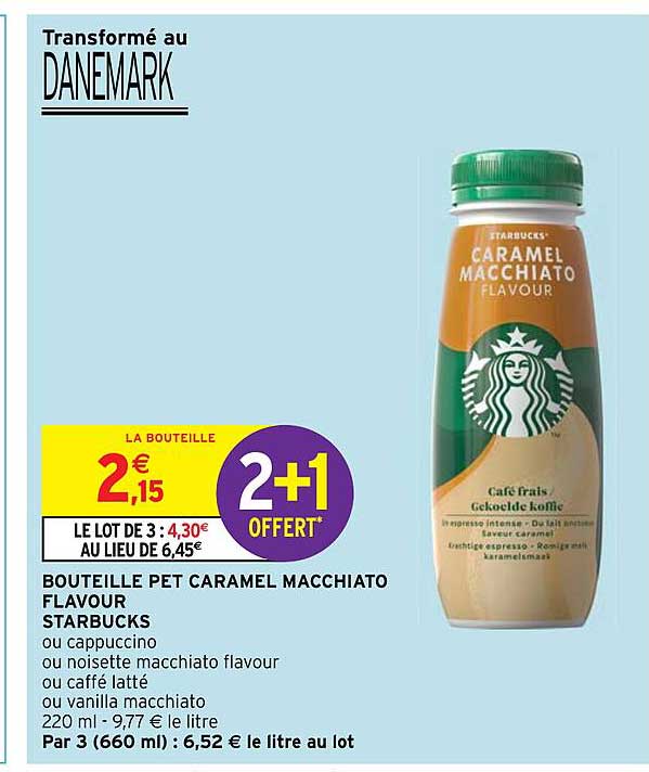 bouteille pet caramel macchiato flavour starbucks