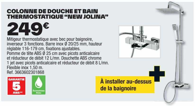 colonne de douche et bain thermostatique "new jolina"