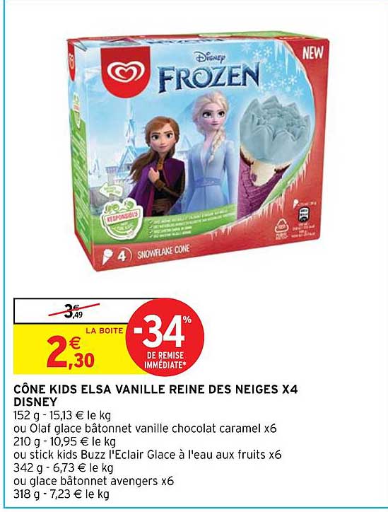 cône kids elsa vanille reine des neiges x 4 disney