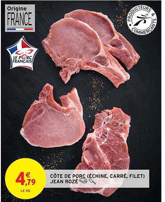 côte de porc (échine, carré, filet) jean rozé