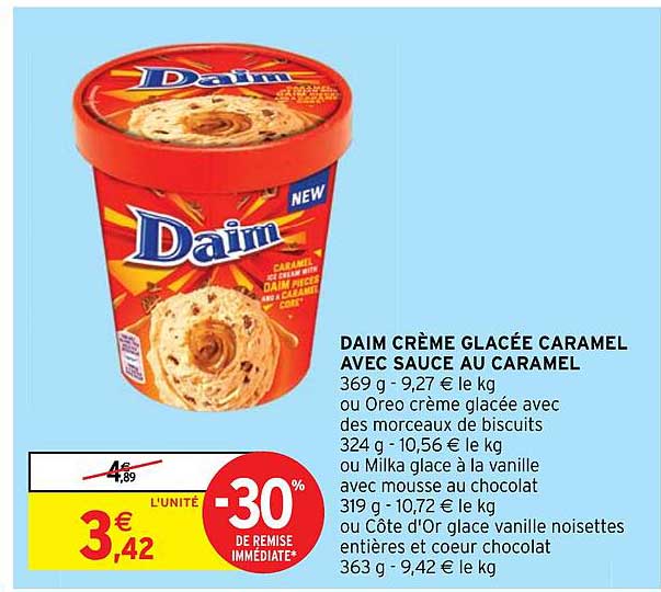 Daim Crème Glacée Caramel Avec Sauce Au Caramel