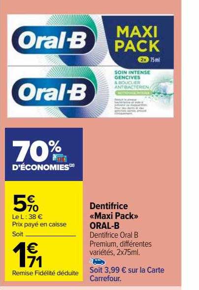 dentifrice «maxi pack» oral-b
