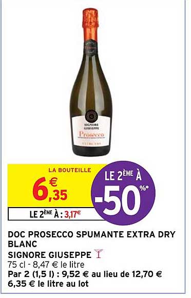 doc prosecco spumante extra dry blanc signore giuseppe