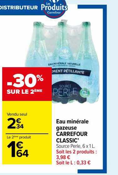 Eau Minérale Gazeuse Carrefour Classic'