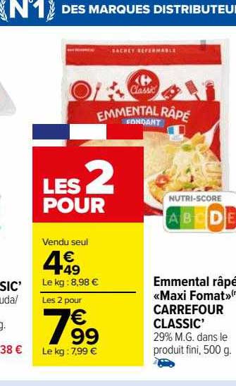 Emmental Râpé «maxi Format» Carrefour Classic'