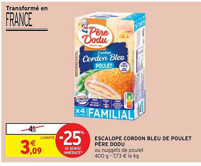 escalope cordon bleu de poulet père dodu