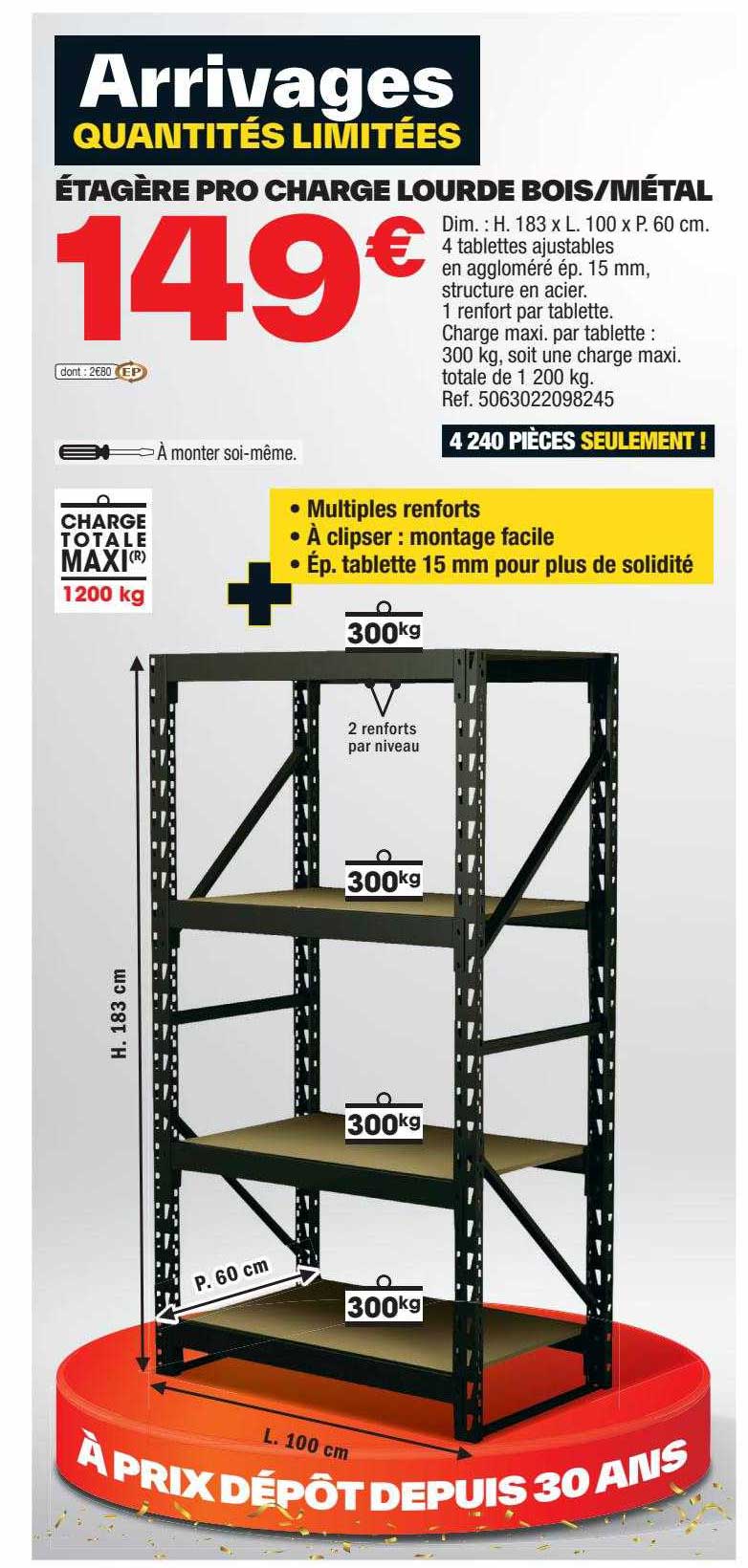 étagère pro charge lourde bois/métal